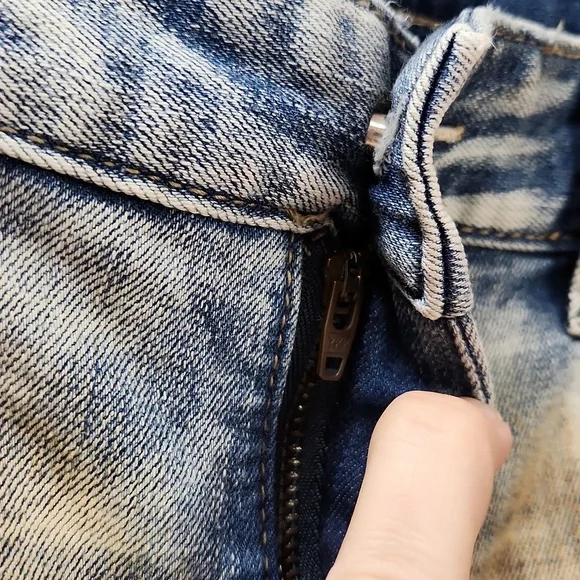 Free People Super Rare Unique Tie Dye Bleach Dirty Wash Jeans Size 29 Paintbrush - Picture 10 of 16